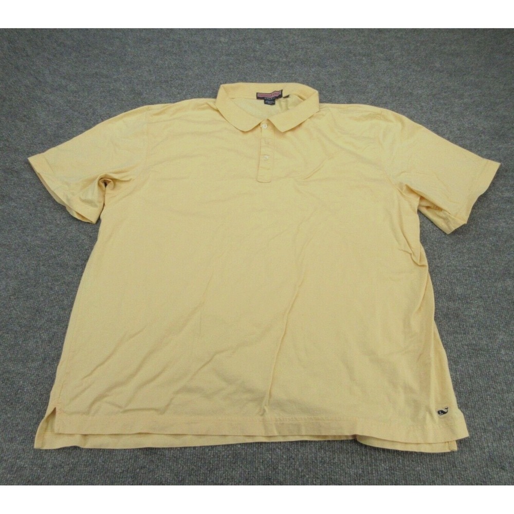 Vineyard Vines Mens Polo Shirt Classic Fit Yellow Cotton Whale Logo XL